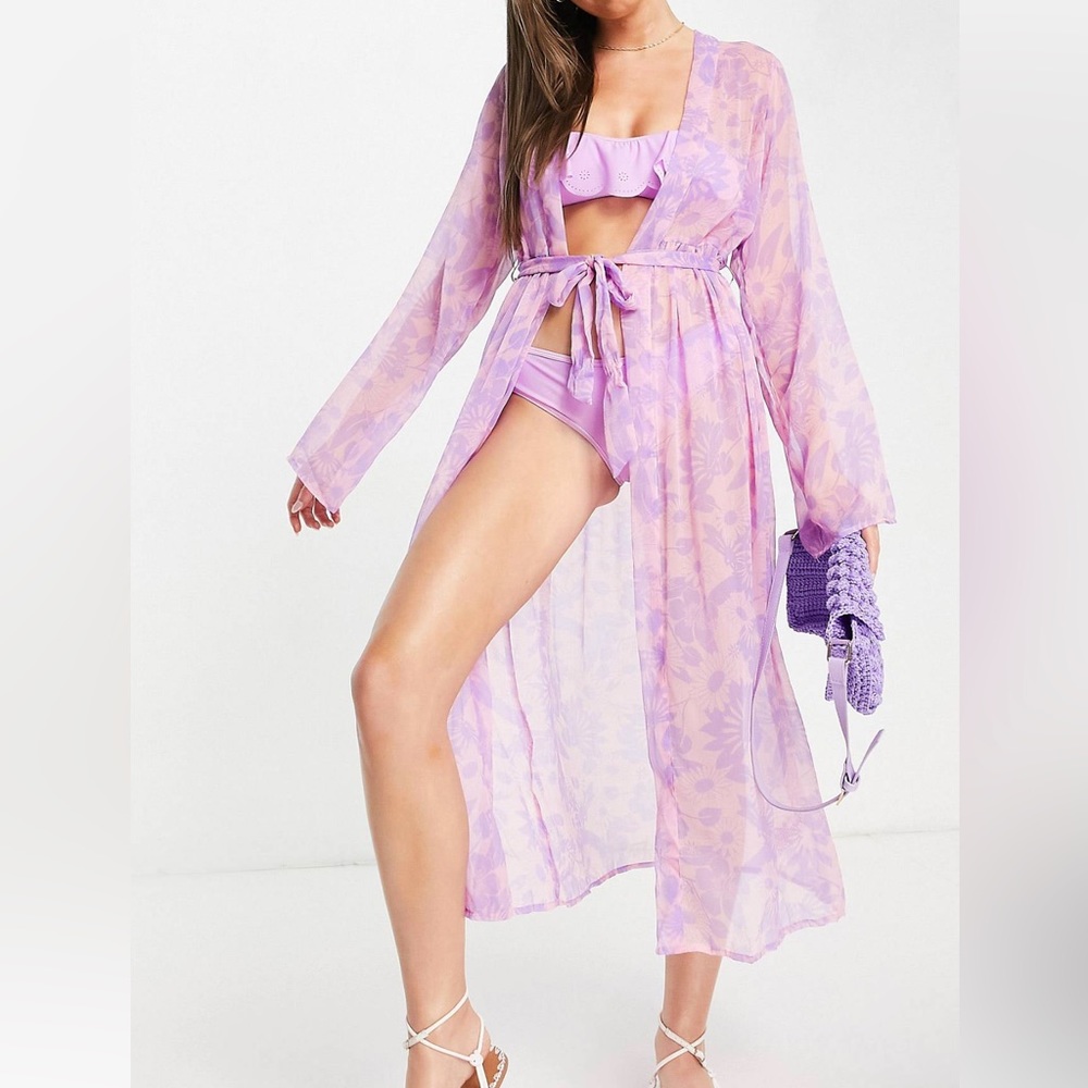 Brave Soul Floral Beach Cover Up Kimono